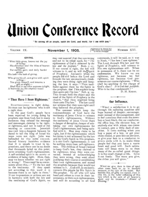 Union Conference Record | November 1, 1905