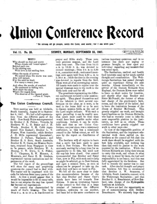 Union Conference Record | September 23, 1907
