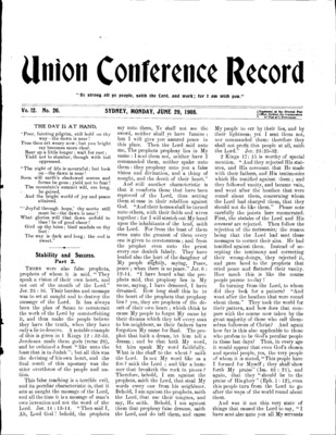Union Conference Record | June 29, 1908