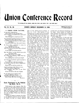 Union Conference Record | December 14, 1908