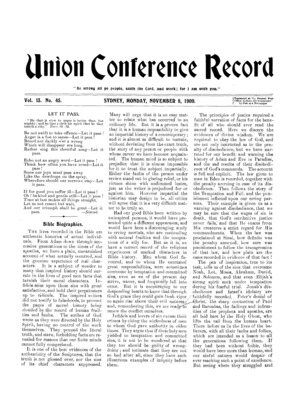 Union Conference Record | November 8, 1909