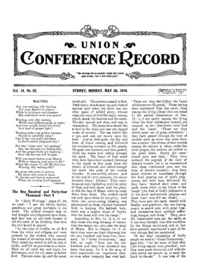 Union Conference Record | May 30, 1910