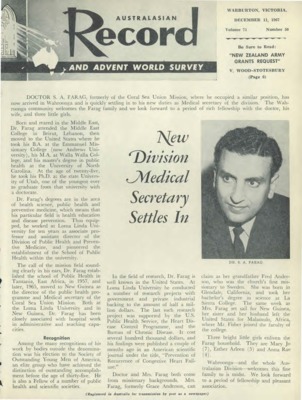 Australasian Record and Advent World Survey | December 11, 1967