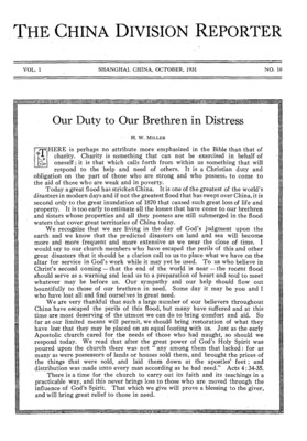 The China Division Reporter | October 1, 1931