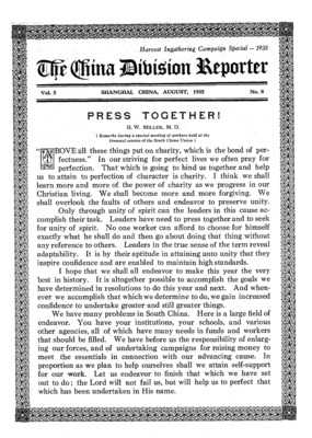 The China Division Reporter | August 1, 1935