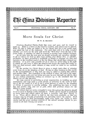 The China Division Reporter | January 1, 1939