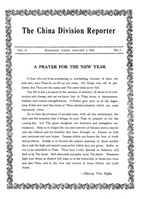 The China Division Reporter | January 1, 1941