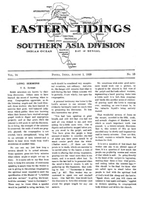 Eastern Tidings | August 1, 1929