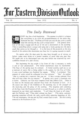 Far Eastern Division Outlook | June 1, 1932