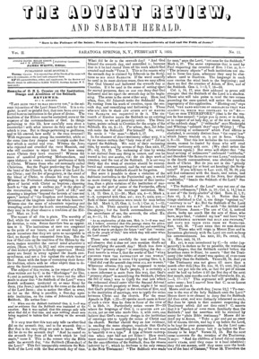 Advent Review, and Sabbath Herald | February 3, 1852