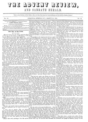 Advent Review, and Sabbath Herald | March 23, 1852