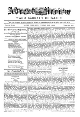 Advent Review, and Sabbath Herald | May 1, 1883