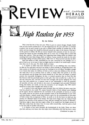 Advent Review and Sabbath Herald | January 1, 1953