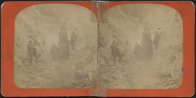 Group of attendees at the 1882 California camp meeting standing at Geyser Canyon