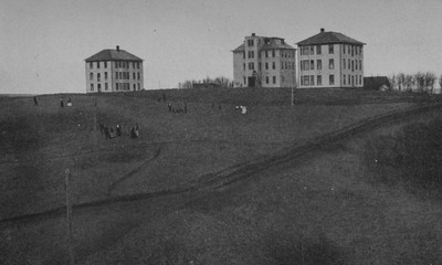 View of Alberta Industrial Academy with Students on Grounds