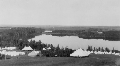 Camp meeting tents by Lake Barnett