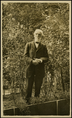 John N. Loughborough in the gardens by the St. Helena Sanitarium