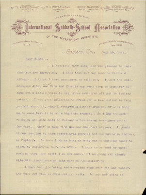 Letter from Jessie Waggoner to Clara Barnum, 20 Jun 1889