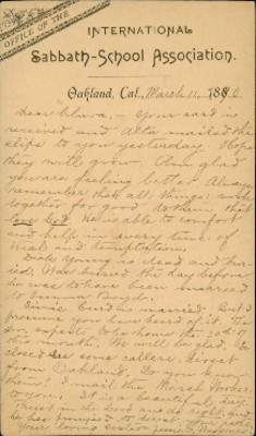 Letter from Jessie Waggoner to Clara Barnum, 1 Mar 1890