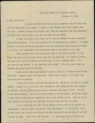 Letter from Jessie Moser to Clara McDonald, 13 Feb 1936