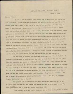 Letter from Jessie Moser to Clara McDonald, 8 Mar 1936