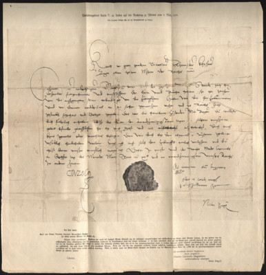 Vorladungsbrief Karls V. an Luther auf den Reichstag zu Worms vom 6. Marz 1521
