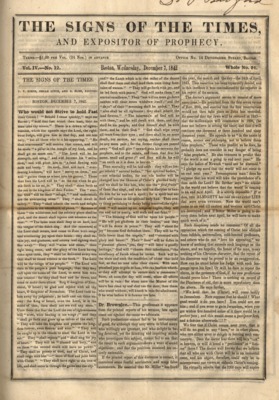Signs of the Times, and Expositor of Prophecy | December 7, 1842