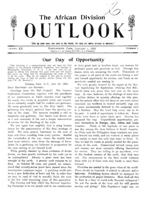 The African Division Outlook | January 1, 1922