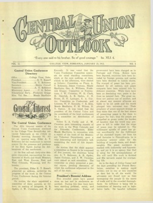 Central Union Outlook | January 22, 1912