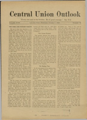 Central Union Outlook | October 1, 1929