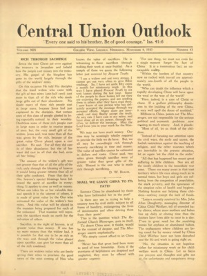 Central Union Outlook | November 4, 1930