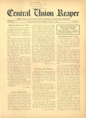 The Central Union Reaper | August 14, 1934