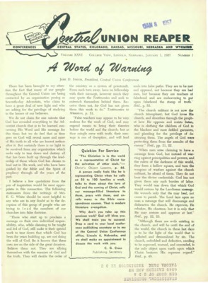 The Central Union Reaper | January 1, 1957