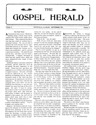 The Gospel Herald | September 1, 1914