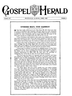 The Gospel Herald | April 1, 1920