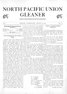 North Pacific Union Gleaner | August 9, 1906