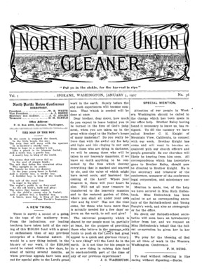 North Pacific Union Gleaner | January 3, 1907
