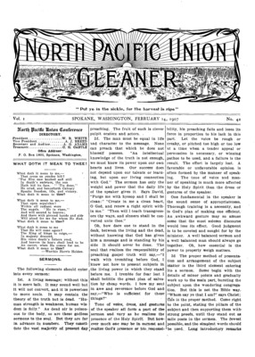 North Pacific Union Gleaner | February 14, 1907