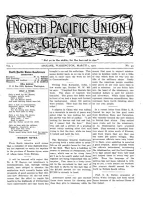 North Pacific Union Gleaner | March 7, 1907