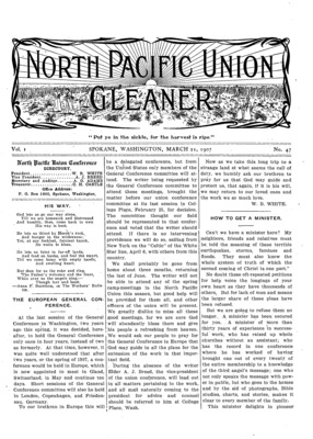 North Pacific Union Gleaner | March 21, 1907