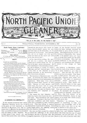 North Pacific Union Gleaner | November 6, 1907