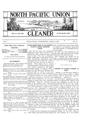 North Pacific Union Gleaner | April 22, 1908