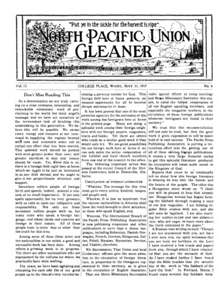 North Pacific Union Gleaner | May 31, 1917