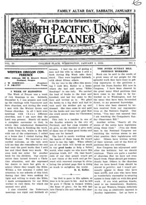 North Pacific Union Gleaner | January 1, 1925