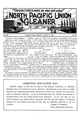 North Pacific Union Gleaner | August 2, 1927