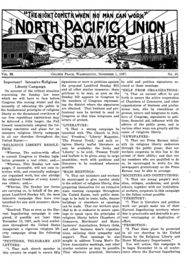 North Pacific Union Gleaner | November 1, 1927