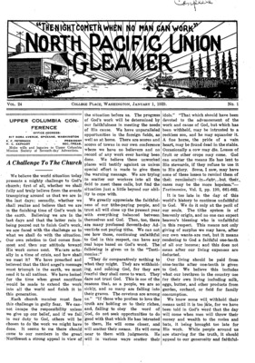 North Pacific Union Gleaner | January 1, 1929