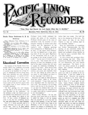Pacific Union Recorder | July 13, 1911