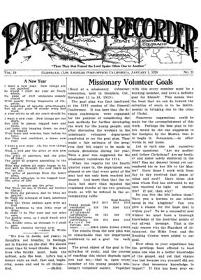 Pacific Union Recorder | January 1, 1920