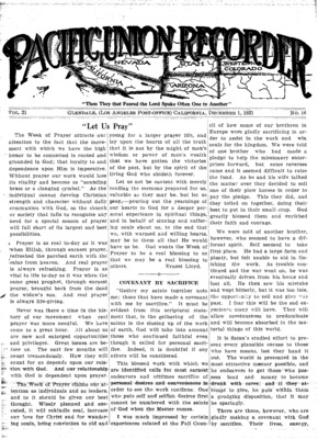 Pacific Union Recorder | December 1, 1921